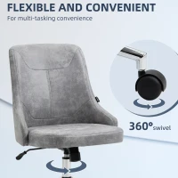 Vinsetto Armless Task Chair, Mid-back Desk Chair, Microfiber Home Office Chair with Adjustable Height, Tilt, Swivel Function, Vanity Chair with Wheels, Light Grey(m-6)