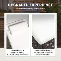 Outsunny 2 Reclining Chaise Lounge Chairs, Rolling Outdoor Chairs with Cushion, Pillow, Headrest, Armrests, and Wheels, Cream(m-5)