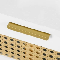 HOMCOM Boho Sideboard Storage Cabinet with Rattan Doors, White(m-10)