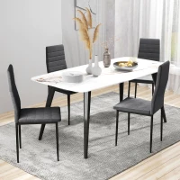 HOMCOM Modern Dining Chairs, Set of 4, High Back Upholstery and Metal Legs for the Living Room, Kitchen, Home Office, Grey(m-8)