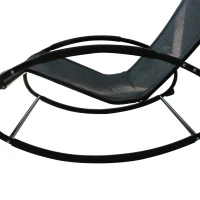 Outsunny Patio Texteline Rocking Lounge Chair Orbital Zero Gravity Rocker Outdoor Recliner Seat w/ Padded Pillow Black(m-9)