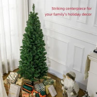 HOMCOM 5FT Pencil Christmas Tree, Artificial Christmas Tree with Automatic Open for Home Party, Green(m-4)