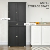 HOMCOM 72" Kitchen Pantry Cabinet, Modern Kitchen Pantry Storage Cabinet with 4 Doors and 3 Adjustable Shelves, Black(m-4)