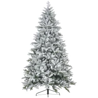 HOMCOM 8ft Artificial Flocked Christmas Tree with Snow Tips, Easy Assembly, Hinged Xmas Tree for Home Office Holiday(m-11)