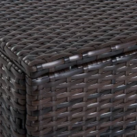 Outsunny 20" Patio Wicker Ottoman, Multipurpose Outdoor PE Rattan Footrest, Additional Seating, Side Table with Soft Cushion, Dark Brown, Cream White(m-9)