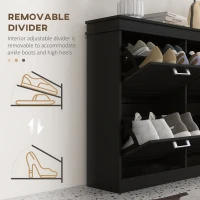 HOMCOM Shoe Storage Cabinet with 4 Flip Drawers and Adjustable Shelves, Narrow Shoe Cabinet for 20 Pairs of Shoes, Black(m-6)