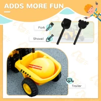 Qaba Caterpillar Licensed Ride-On Construction Toy with Shovel & Trailer, No Power Ride-on Tractor for 18-36 Months(m-7)