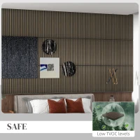 HOMCOM 24"x24" Wood Panels for Wall, 4 Pack Acoustic Panels, Sound Absorbing Slat Wall For Interior Wall Decor, Home, Brown(m-6)