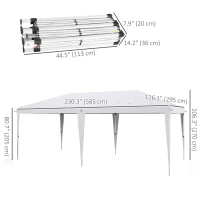 Outsunny 10' x 19' Pop Up Tent Garden Outdoor Party Tent Easy Set Up Gazebo Canopy Market Event Sunshade White(m-3)