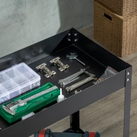 DURHAND 2 Tier Rolling Tool Cart with Wheels, Steel Mobile Service Utility Cart for Garage, Mechanics and Warehouse, 330lbs Capacity, Black(m-9)