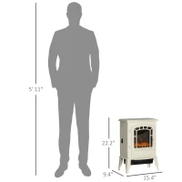 HOMCOM Electric Fireplace Heater, Freestanding Fireplace Stove with Realistic Flame Effect Overheat Protection 750W/1500W Beige(m-3)