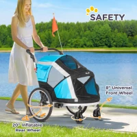 Aosom 2-in-1 Pet Bike Trailer, Dog Stroller, Foldable Carrier with Wheels for Puppies, Cats, Camping, Hiking, Biking, Blue(m-9)