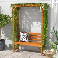 Outsunny Patio Wooden Bench, Outdoor Bench for Vines/Climbing Plants, Brown(m-1)