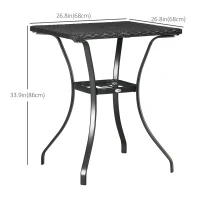 Outsunny Patio Wicker Dining Table with Umbrella Hole, 34 Inch Outdoor PE Rattan Coffee Table with Plastic Board Under the Woven Table Top for Patio, Garden, Balcony, Black(m-3)