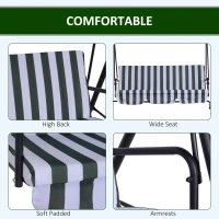 Outsunny 3-Seater Outdoor Porch Swing with Adjustable Canopy, Patio Swing Chair for Garden, Poolside, Backyard, Green(m-6)