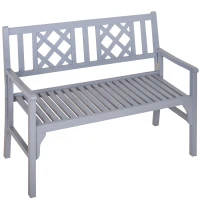 Outsunny Foldable Garden Bench, 2-Seater Patio Wooden Bench, Loveseat Chair with Backrest and Armrest for Patio, Porch or Balcony, Grey(m-11)