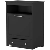 PawHut Pet Feeder Station Storage Cabinet, Dog Food Storage Container with Dog Raised Bowls, Watering Supplies, Black(m-2)