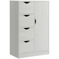 HOMCOM Freestanding Storage Cabinet, Bathroom Floor Cabinet with 4 Drawers and Door, White Wood Grain(m-11)