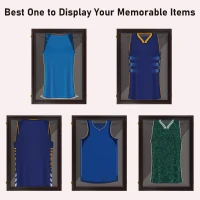 HOMCOM 26" x 35" Shadow Box Frame, UV-Resistant Jersey Display Case with T-shirt Hanger and 2 Keys, Brown(m-5)