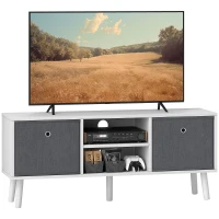HOMCOM Modern TV Stand Cabinet with Foldable Drawers and Shelves for Living Room, Bedroom, White(m-12)