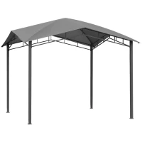 Outsunny 10' x 10' Soft Top Patio Gazebo Outdoor Canopy with Unique Geometric Design Roof, All-Weather Steel Frame, Gray(m-11)