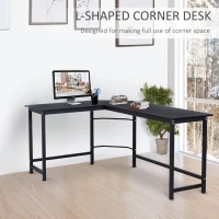 Vinsetto 66 Inch L-Shaped Computer Desk Large Size Corner Table PC Laptop Study Workstation, for Home Office, Black(m-4)