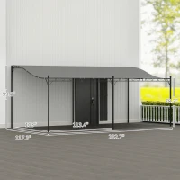 Outsunny 10' x 20' Wall-Mounted Outdoor Pergola Canopy, Metal Patio Canopy with Drainage Holes for Backyard, Garden, Dark Gray(m-3)