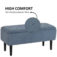 HOMCOM Modern Storage Bench, Ottoman with Storage and Teddy Velvet Upholstery for Living Room, Bedroom, Blue(m-6)