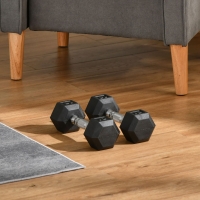 Soozier 2 x 10lbs Rubber Dumbbells Weight Set, Dumbbell Hand Weight for Body Fitness Training for Home Office Gym, Black