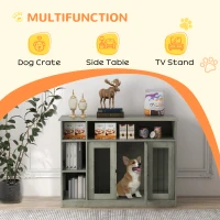 PawHut 47" Dog Crate Furniture with Storage, for Large Medium Dogs, Gray(m-4)