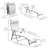 Outsunny Heavy-duty Adjustable Folding Reclining Chair Outdoor Sun Lounger Patio Chaise Lounge Garden Beach Gravity Lounge with Pillow, 7 Adjustable Backrest Positions, Cream(m-3)