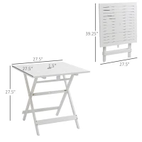 Outsunny Foldable Dining Table, Square Wood Side Table, Portable Bistro Table with Umbrella Hole for Outdoor Patio, Garden or Backyard, White(m-3)