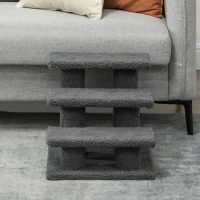 PawHut 3 Tier Pet Stairs Dog Cat Step Scratch Post Furniture,  Dark Grey(m-9)