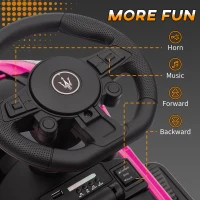 Qaba 6V Maserati GT2 Licensed Electric Car for Kids, Ride on Car with Under Seat Storage, LED Headlights Music, Pink(m-5)