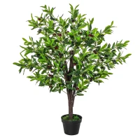 HOMCOM 4FT Artificial Olive Tree, Faux Decorative Plant in Nursery Pot for Indoor or   Décor, Green(m-11)