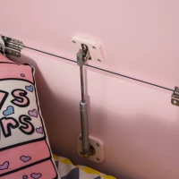 Qaba Kids Toy Chest Wooden Toy Storage Organizer Chest Box with Magnetic Hinge, Large Storage Space, & Groove Handle, Pink(m-8)