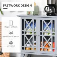 HOMCOM Sideboard Buffet Cabinet, Kitchen Storage Cabinet, Accent Cabinet with Double Fretwork Doors and Metal Handles for Living Room, Gray(m-5)