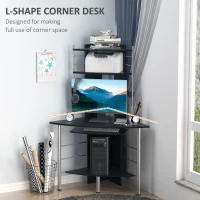 HOMCOM Arch Tower Computer Desk Compact Modern Home Office Writing Workstation P2 MDF With Keyboard Tray And Shelves - Black(m-4)