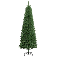 HOMCOM 7FT Pencil Christmas Tree, Artificial Christmas Tree with Automatic Open for Home Party, Green(m-2)