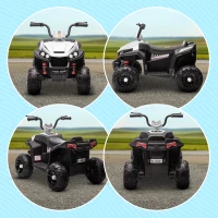 Qaba 12V Kids ATV with Four Wheels Spring Suspension, Forward & Backward, LED Light, MP3, Music, White(m-10)