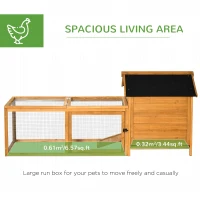 PawHut 2-Tier Chicken Coop, Wooden Hen House, Poultry Habitat Outdoor Backyard with Removable Tray, Nesting Box, Outside Run, Ramp, 71"x36"x31"(m-4)