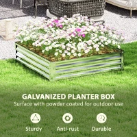 Outsunny 4' x 4' x 1' Raised Garden Bed Galvanized Steel Planter Box for Vegetables, Flowers, Herbs, Silver(m-5)