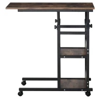 HOMCOM Mobile Standing Desk, Adjustable Height 31.5 inch Stand Up Desk with Wheels for Home Office, Rustic Brown(m-11)