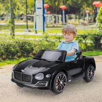 Aosom 12V Ride On Car Licensed Bentley Battery Powered Electric Vehicles w/ Parent Remote Control, 2 Speed - Black(m-1)