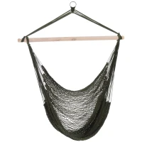Outsunny Portable Hammock Chair, Hanging Woven Hammock Swing Chair Sleeping Bed for Outdoor Garden Yard Camping, Army Green(m-11)