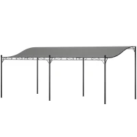 Outsunny 10' x 20' Wall-Mounted Outdoor Pergola Canopy, Metal Patio Canopy with Drainage Holes for Backyard, Garden, Dark Gray(m-1)