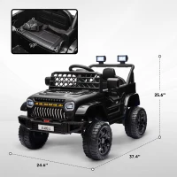 Qaba 12V Battery Powered Ride On Truck, Kids Electric Car with Spring Suspension, Remote, Horn, USB Music, Black(m-3)