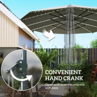 Outsunny 15ft Double-Sided Outdoor Umbrella with Solar Lights, UPF50+ Extra Large Aluminum Patio Umbrella with Crank, Dark Gray(m-7)