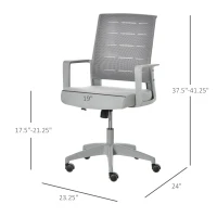 Vinsetto Mid-Back Home Office Chair, Task Computer Desk Chair with Lumbar Support and Adjustable Height, Grey(m-3)