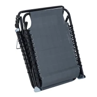 Outsunny Outdoor Folding Lounge Chair, 4-Level Adjustable Chaise Lounge with Headrest, Tanning Chair Beach Bed, Reclining Lounger Cot for Camping, Hiking, Backyard, Grey(m-12)